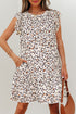 Flutter Sleeve Tiered Hem Animal Print Keyhole Back Mini Dress